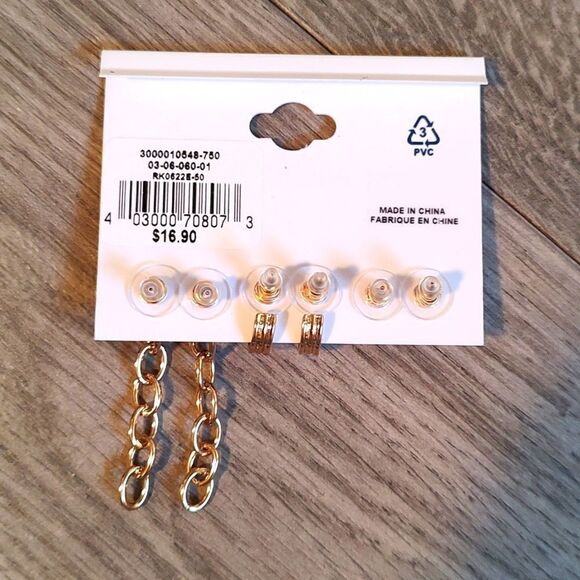 Ricki's New With Tag Gold Sun, Hoop, & Chain Trio Pack Of Earrings - Picture 4 of 4